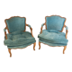 Pair of Louis XV style convertible armchairs Light wood 1900
