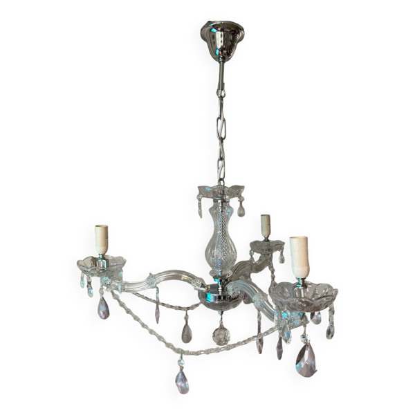 Lustre à pampilles améthyste à 3 bras de lumières