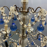 Vintage Italian Macaroni Murano  Blue Chandelier