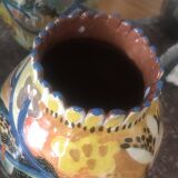Hand-painted glazed earthenware vase