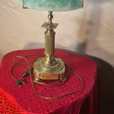 1930s bronze and brass desk lamp 39x22 superb glass lampshade elec ok