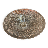 Vintage Cut Glass Fruit Bowl with Chiseled Decoration #D660