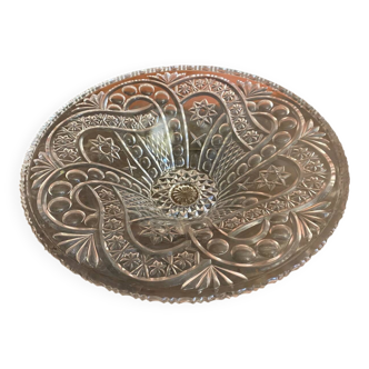 Vintage Cut Glass Fruit Bowl with Chiseled Decoration #D660