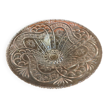 Vintage Cut Glass Fruit Bowl with Chiseled Decoration #D660