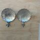 Pair of vintage silver-plated scallop shell wall candle holders