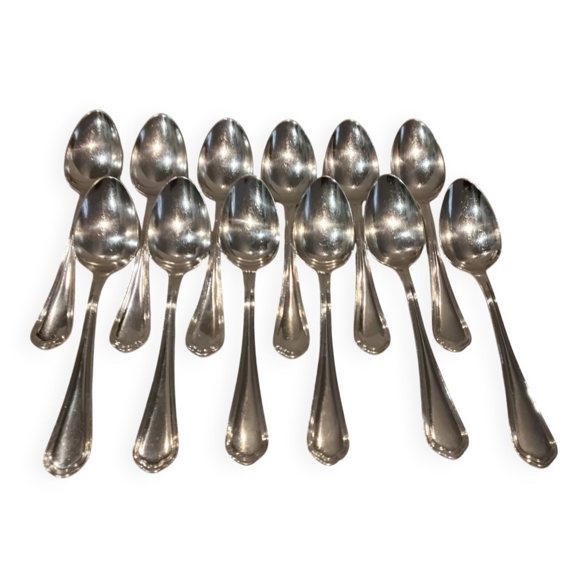 12 silver-plated soup spoons, Christofle goldsmith, Spatours model