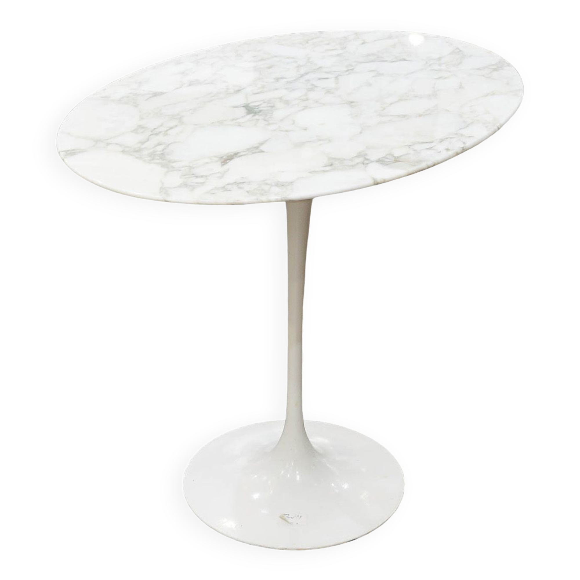 Round pedestal table in aluminium marble and white Rilsan Eero Saarinen (1910-1961), Edition Knoll