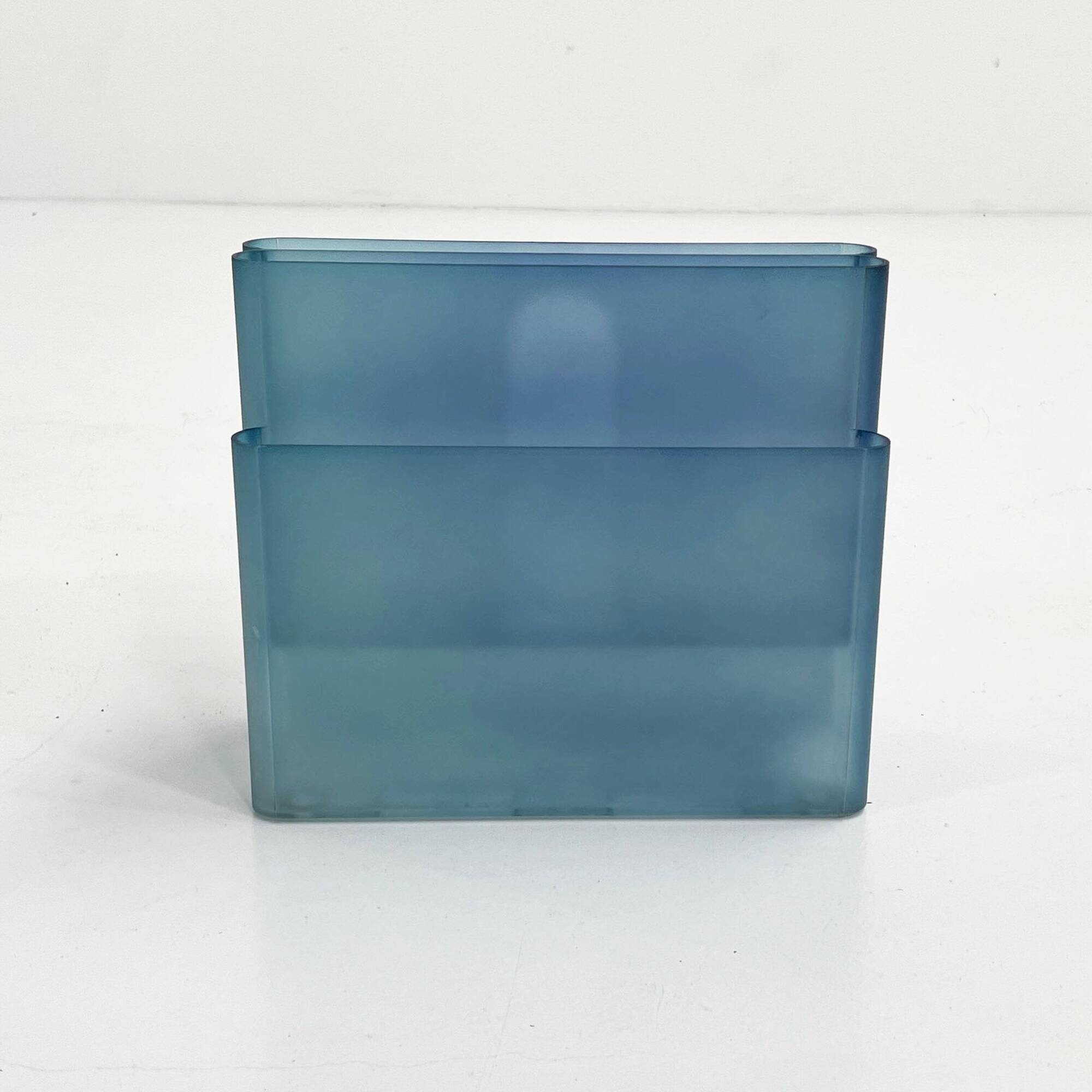 Transparent blue magazine rack by Giotto Stoppino for Kartell, 1970