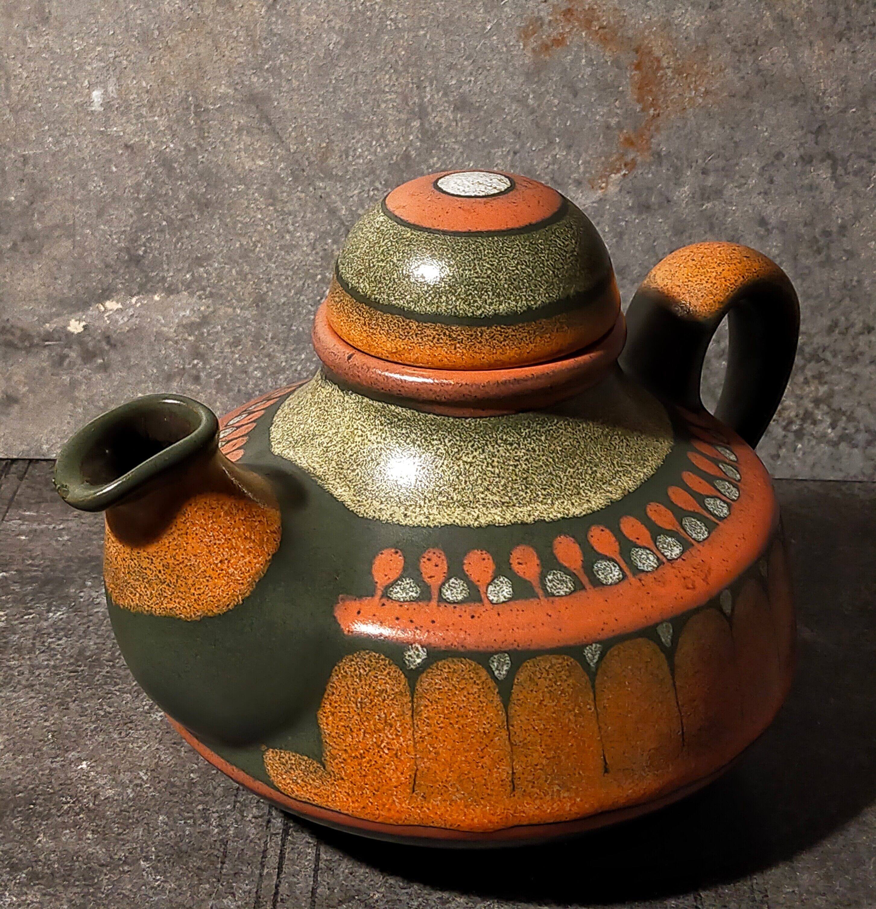 Ceramic teapot kmk manuell west-germany 70s, lima décor