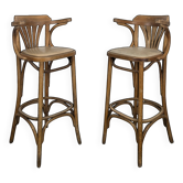 Pair of curved wooden bistro bar stools