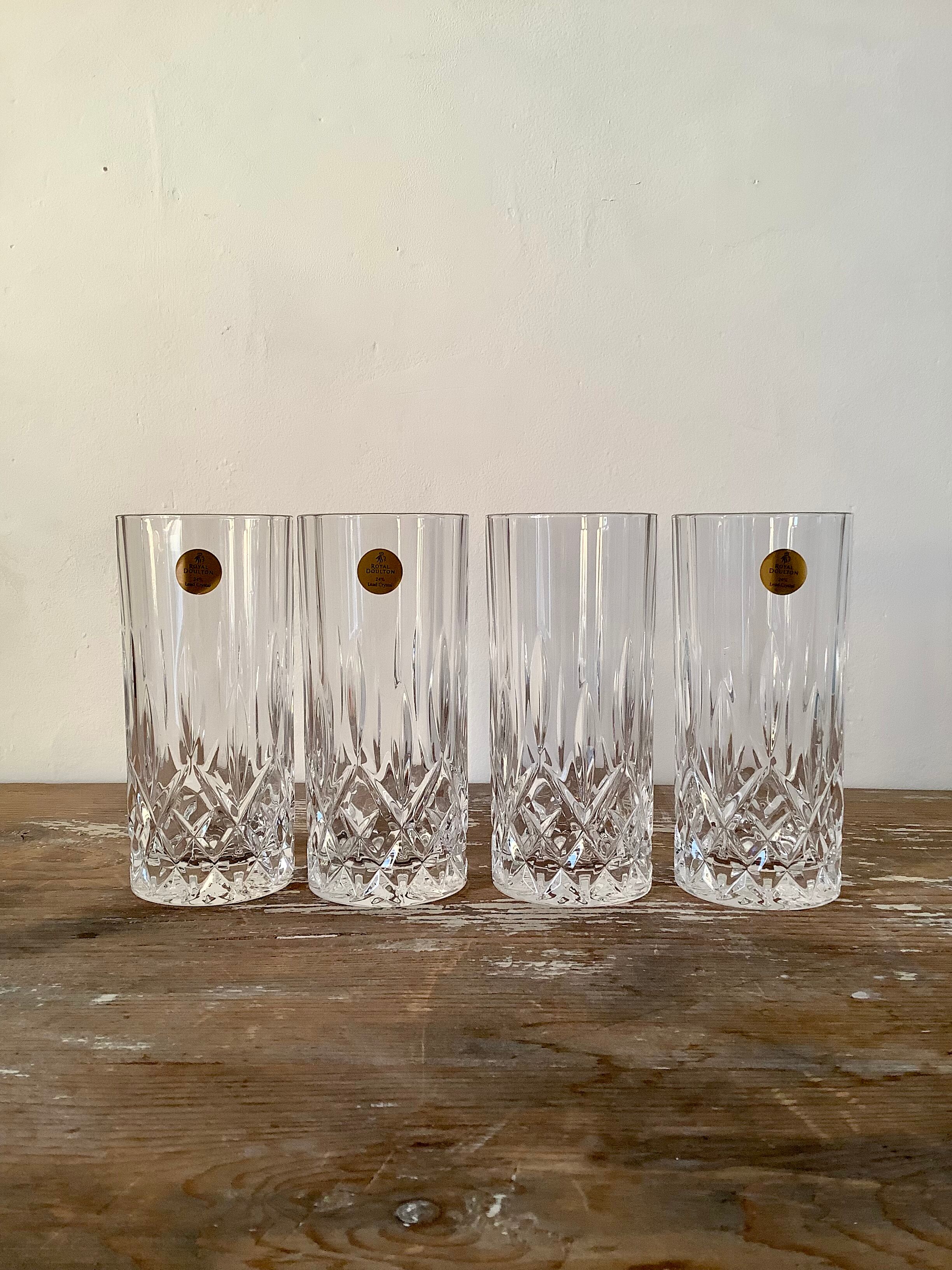 Set of 4 glasses high long drink cocktail crystal Royal Doulton