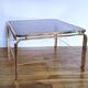 Coffee table glass smoked metal gilded Italian design 80s stamped