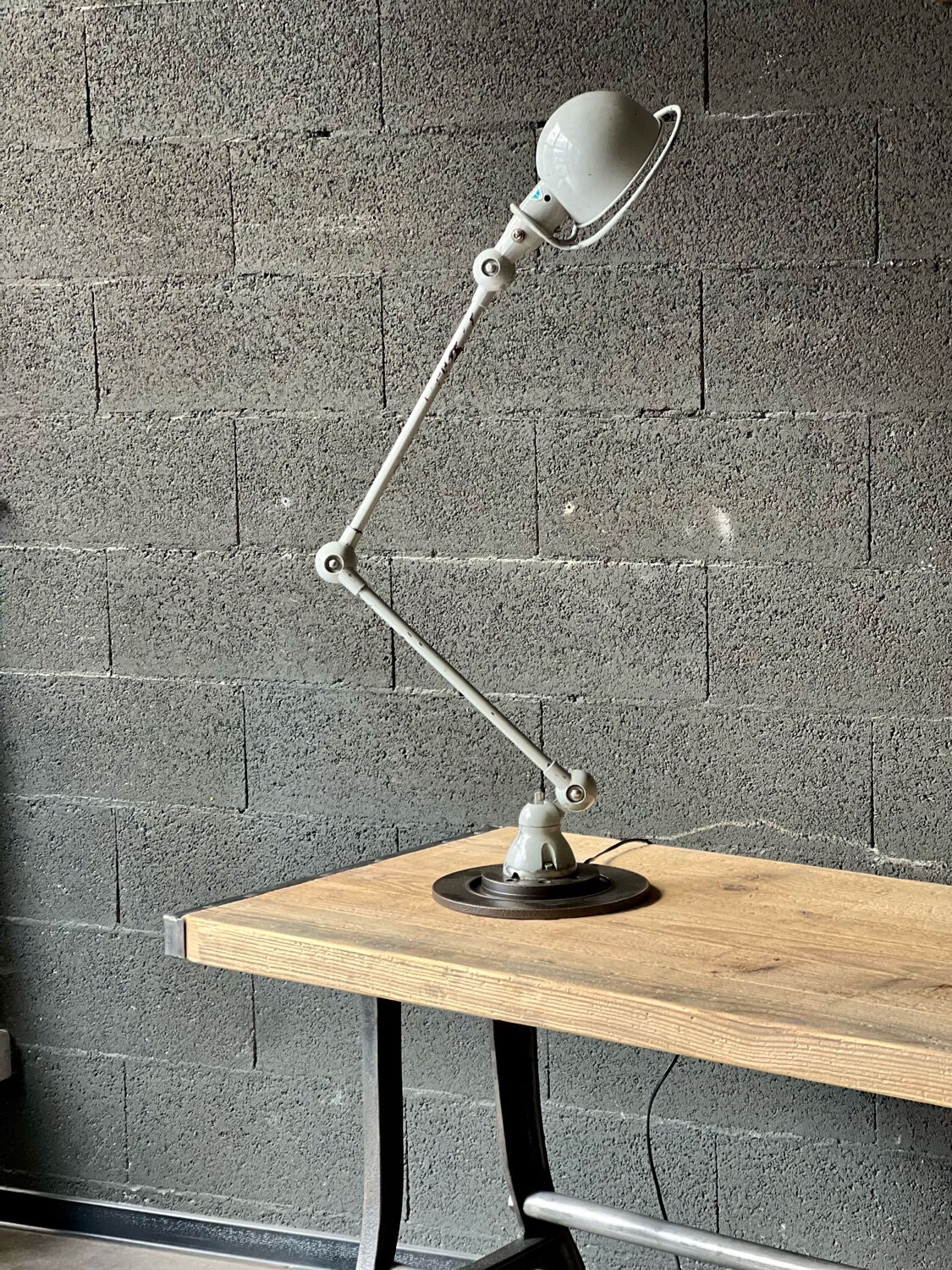 Industrial table with cast iron legs
