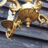 French Bronze 4-Branch Chandelier: Vintage Decorative Pendant Light