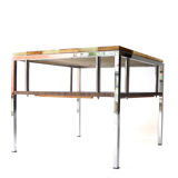 Vintage mid century chrome marble and onyx double top magazine rack table