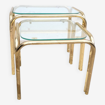 Pair of golden nesting coffee tables