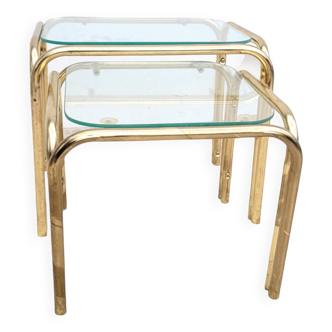 Pair of golden nesting coffee tables