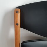 Set of 2 folding chairs in wood and skai