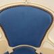 Cabriolet armchair in lacquered wood trimmed in blue satin, Louis XV style