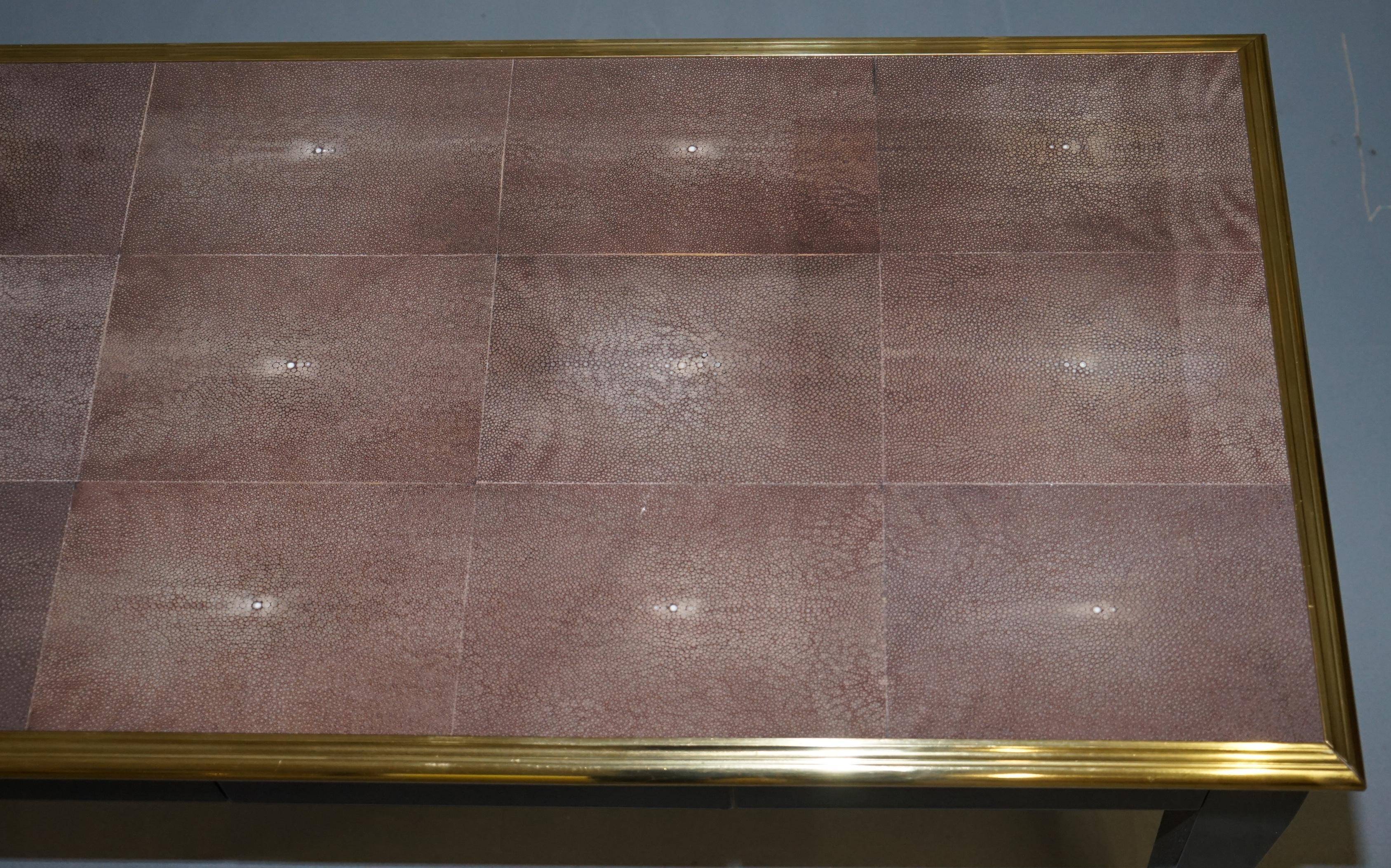 Shagreen Desk with Gold Metal, Modern Model