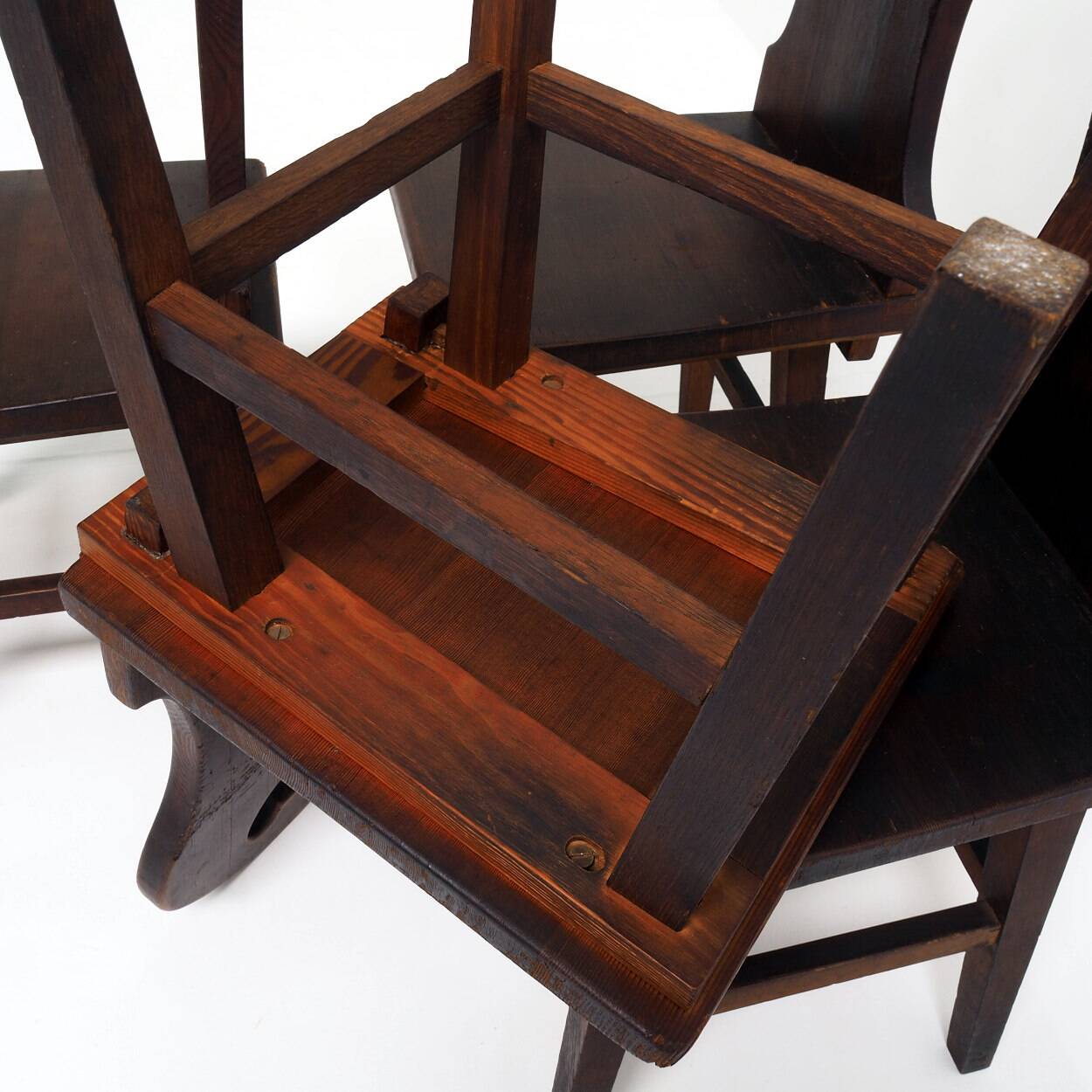 Set of Solid Oak “Farm- or Mountain Chairs” from the Netherlands