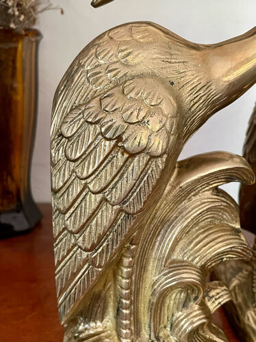 Bookend herons in brass style Art Deco 26cm