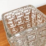 Large Finnish glass block vase from the mid-century by Tamara Aladin for Riihimäki, 1960s.