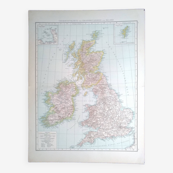 a geography map from Atlas Richard Andrees year 1887 Ireland Groosbritannien