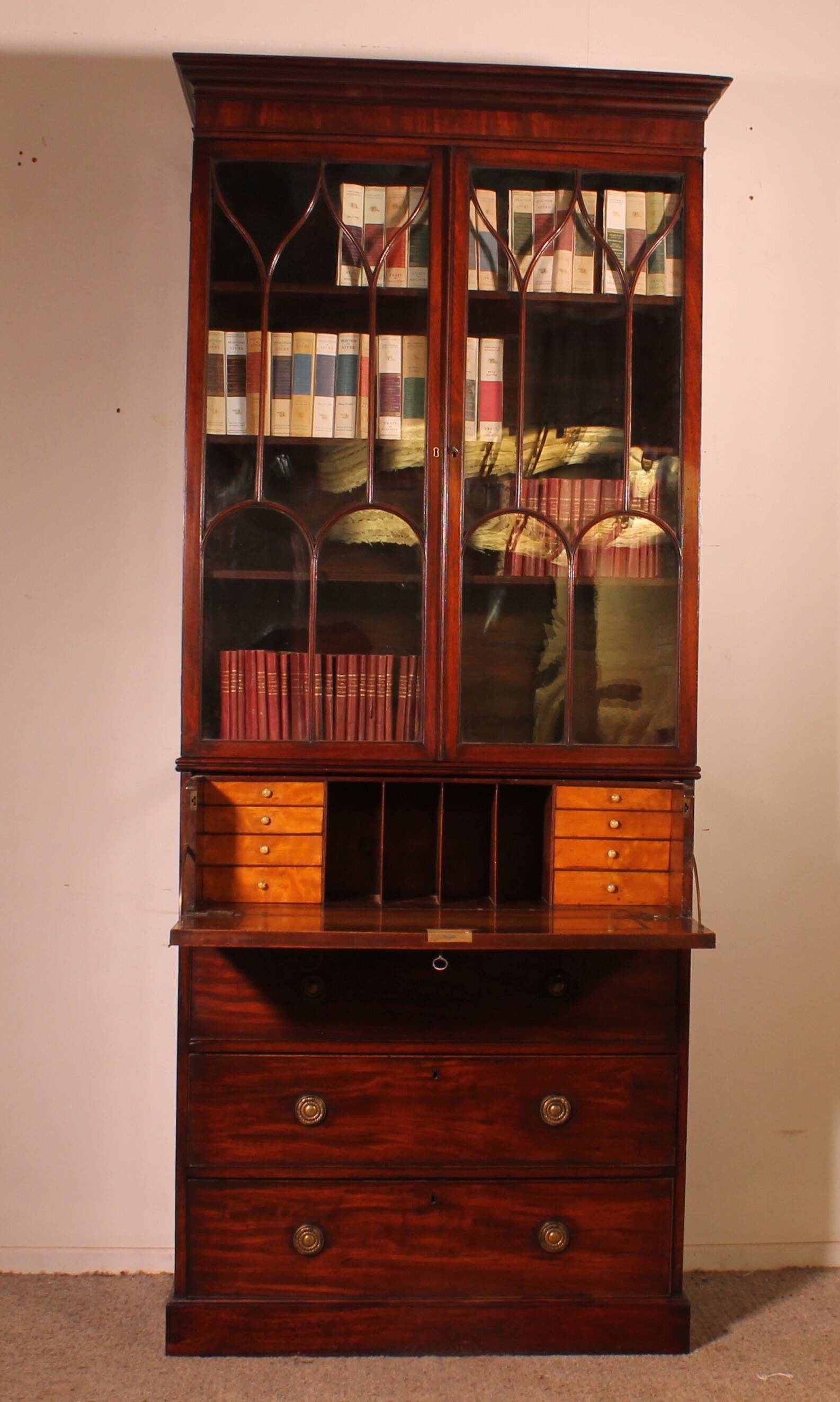 Mahogany bookcase with secretary - 18th century