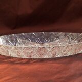 Sculpted oval glass plate with 4 compartments