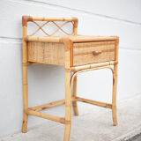 Rattan bedside table, wicker nightstand, end of sofa, interior decoration