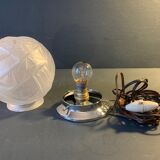 Antique art deco lamp, molded glass globe lamp 1930, France