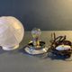 Antique art deco lamp, molded glass globe lamp 1930, France