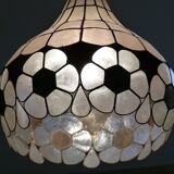 Colorful mother-of-pearl chandelier and brass