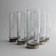 Lot of 6 drinking glasses - silver base, engraved wheat and floral decoration - Italy 1960s