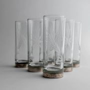 Lot of 6 drinking glasses - silver base, engraved wheat and floral decoration - Italy 1960s