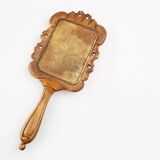 20th century handcrafted wooden hand held mirror, France