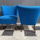 ensemble de 2 chaises de cocktail bleues des années 1960