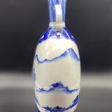 Vase gourde chinois en porcelaine blanche et bleue