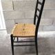 Set of 7 blackened wooden chairs, 1960s vintage