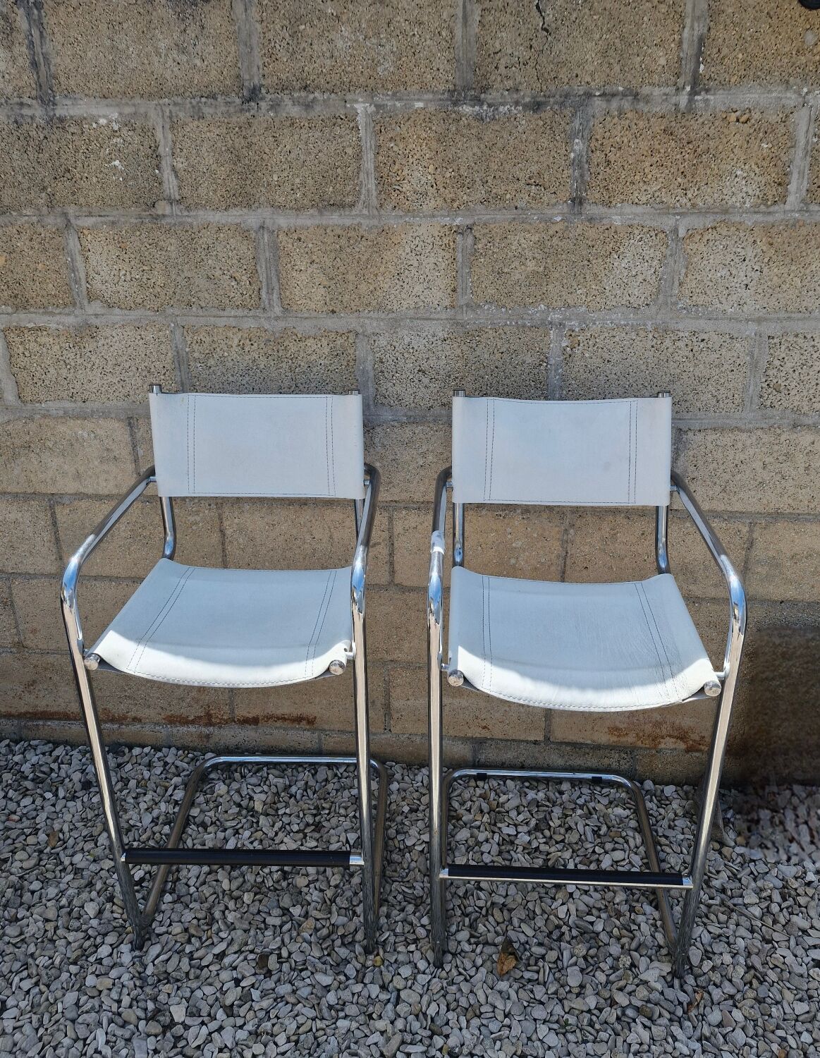 Italy 70's 2 leather bar stools