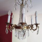 6-light hot air balloon chandelier with crystal pendants, late 19th century