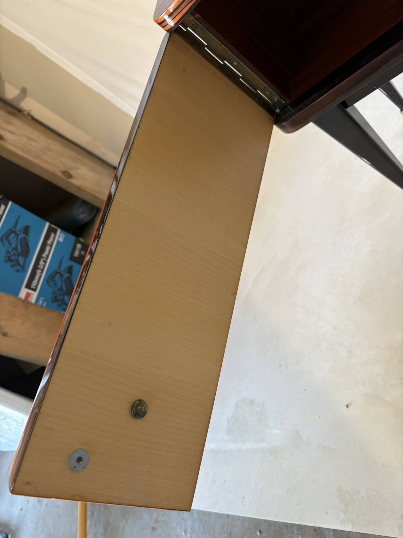 Pair of vintage bedside tables in marquetry wood – revisited Art Deco style