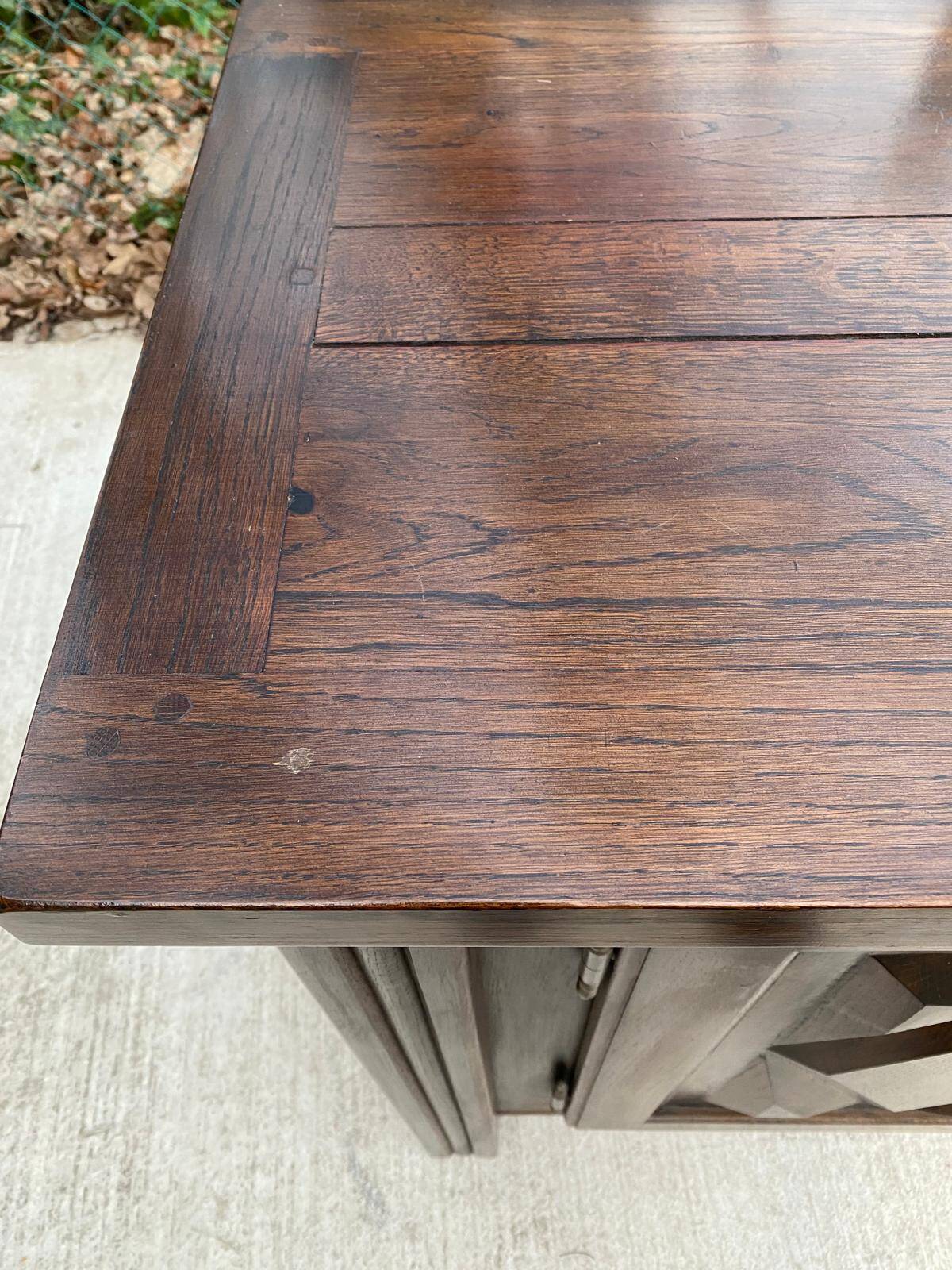 Art Deco sideboard in solid dark oak satin wood with 3 doors