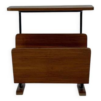 Vintage Walnut Side Table with Magazine Rack, 1960s