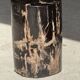 Small side table in black petrified wood with stripes and beige bottom H28.