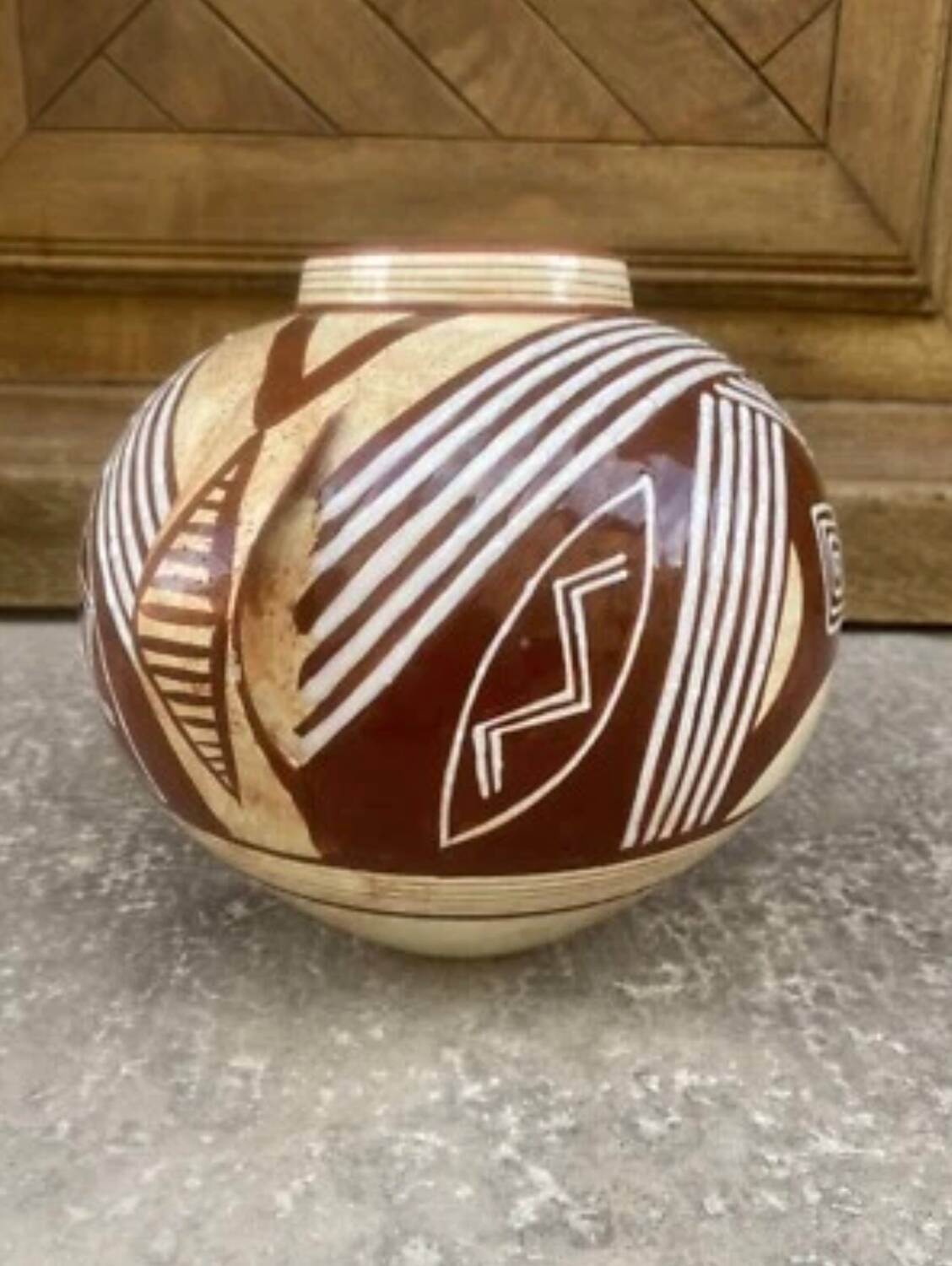 Pair of 2-handled ball vases by Hélène Moisand circa 1950