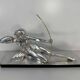 Diane chasseresse Sculpture Art déco en feuille d'argent par Salvatore Melani, 1930