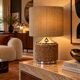 Vintage lamp in cork and chrome 1970