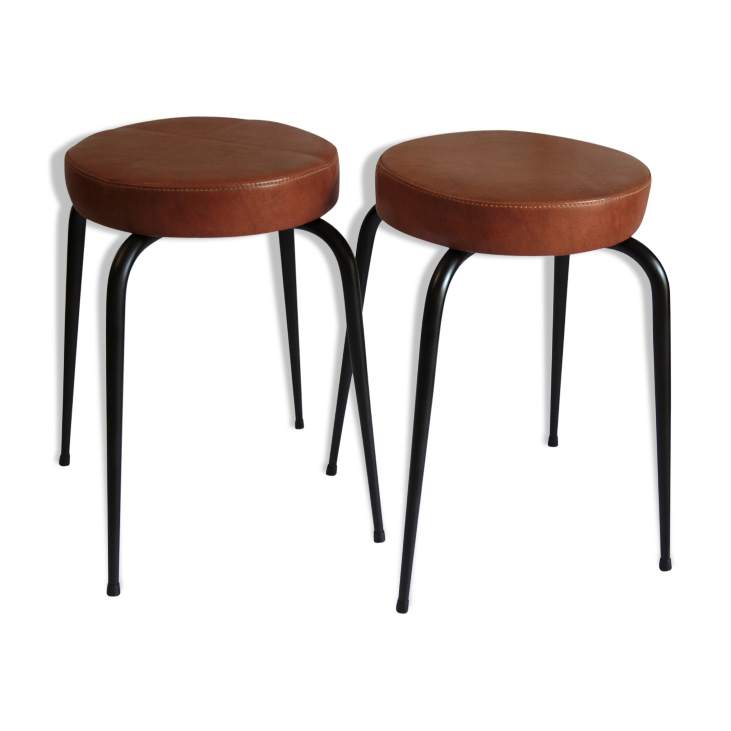 Duo de tabourets métal et skaï